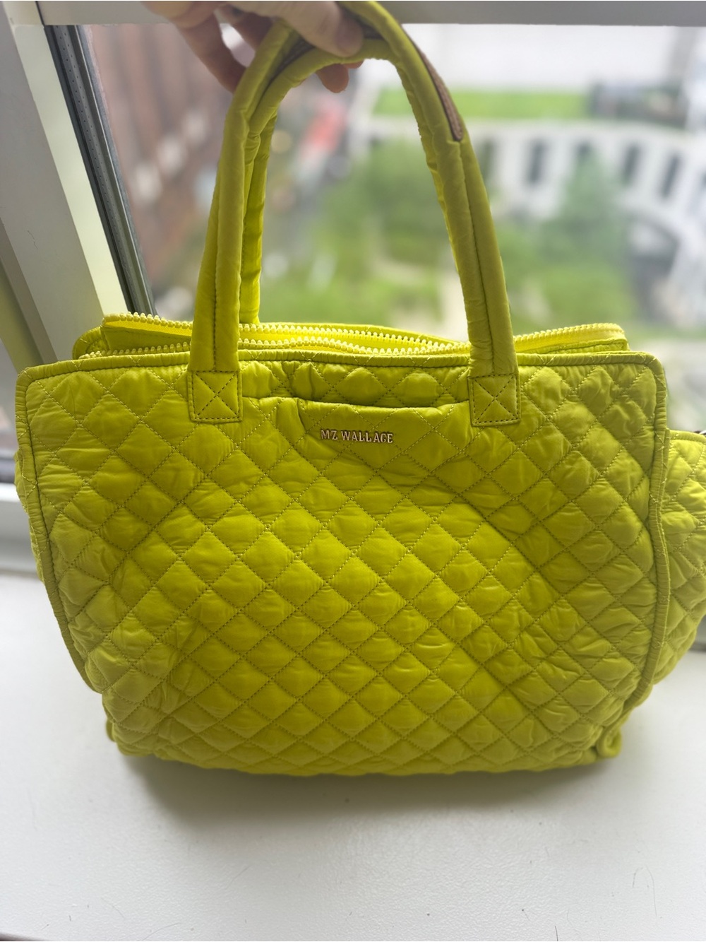 MZ Wallace Medium Box Tote in Neon Yellow / Chartreuse – Rare Discontinued Style - Picture 8 of 9